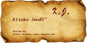 Klinko Jenő névjegykártya